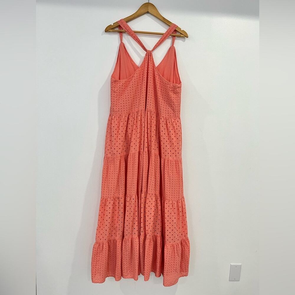 Self Contrast Cabana Cotton Coral Tiered Maxi‎ Dress Large Resortwear - Picture 8 of 11
